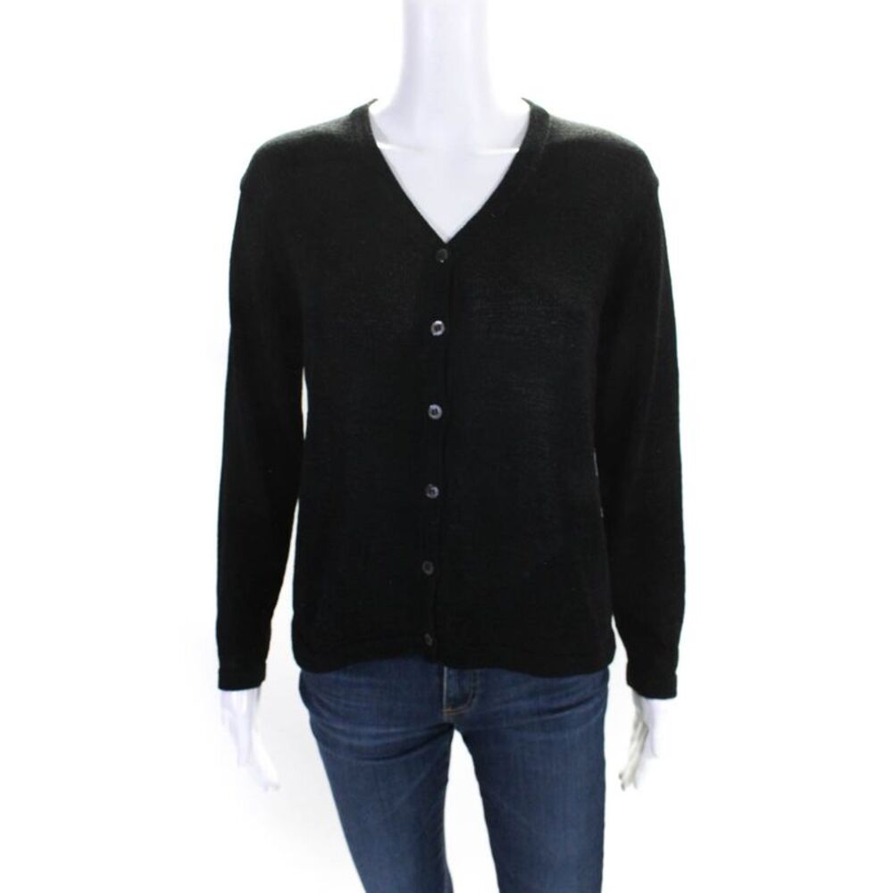 Silk Club Collection Womens Knitted Buttoned Long Sleeve Cardigan Black Size PM